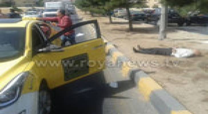 بالصور : اصابة مواطن في حادث دهس بشارع الاستقلال