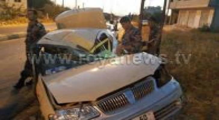 وفاة شخص في حادث اصطدام بعمود كهرباء في لواء بني كنانه بمحافظة اربد .. صور