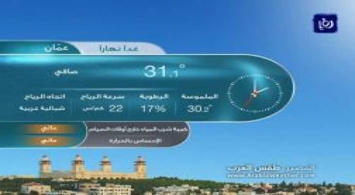 أجواء صيفية نهارا ولطيفة معتدلة ليلا