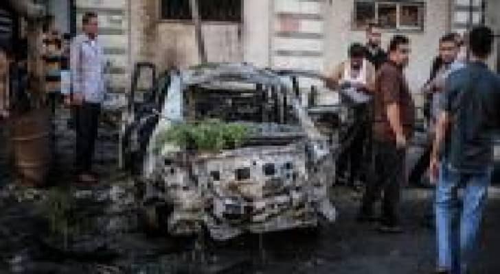 شاهد صور تفجير  5 سيارات  تابعة لحماس والجهاد في غزة