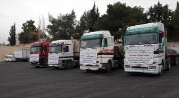وصول قافلة مساعدات أردنية الى قطاع غزة
