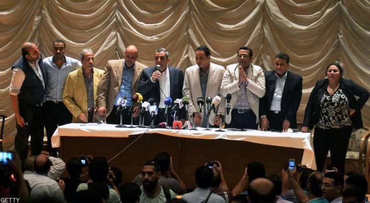 أعضاء مجلس نقابة الصحفيين خلال الجمعية العمومية الطارئة
