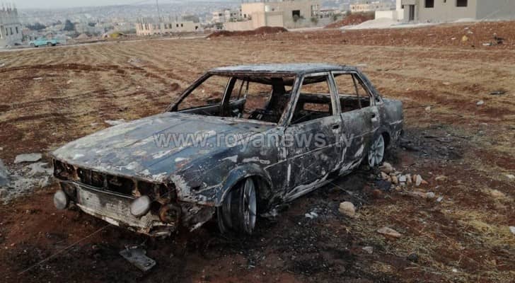 حرق مركبة في مدينة اربد 