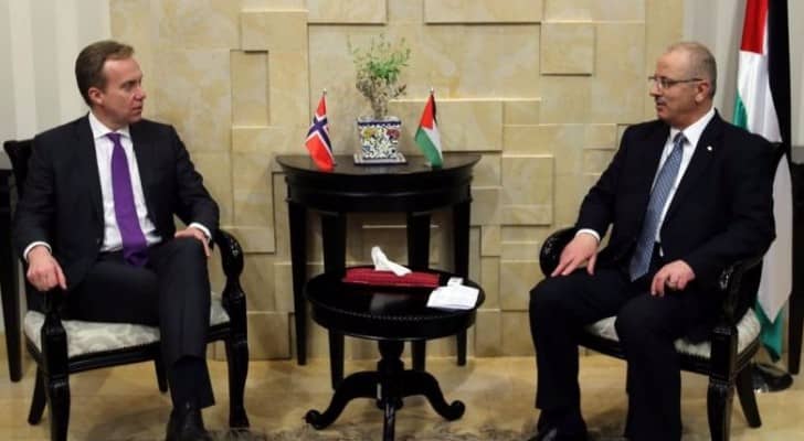 رئيس الوزراء رامي الحمد ووزير خارجية النرويج بورغ برنده