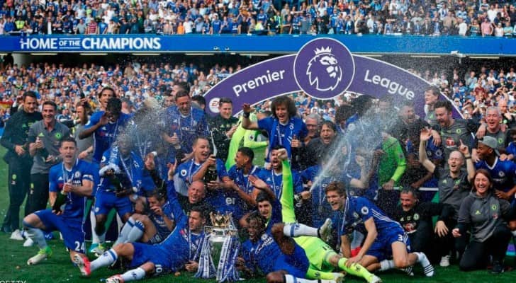 احتفال لاعبي تشلسي ببطولة الدوري