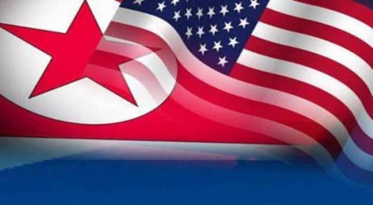 علم امريكا وكوريا الشمالية