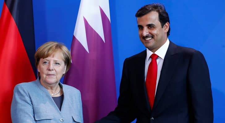 أمير قطر وميركل 