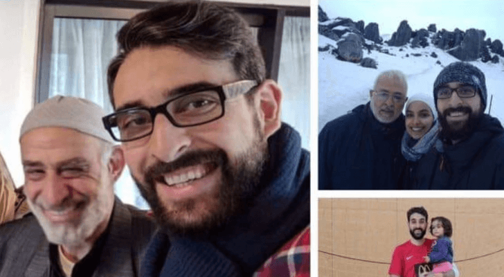 الشاب عطا عليان مع والده محمد عليان