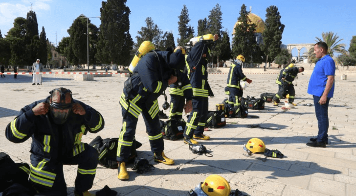 الدفاع المدني الأردني يدرب طواقم إطفاء المسجد الأقصى في القدس المحتلة