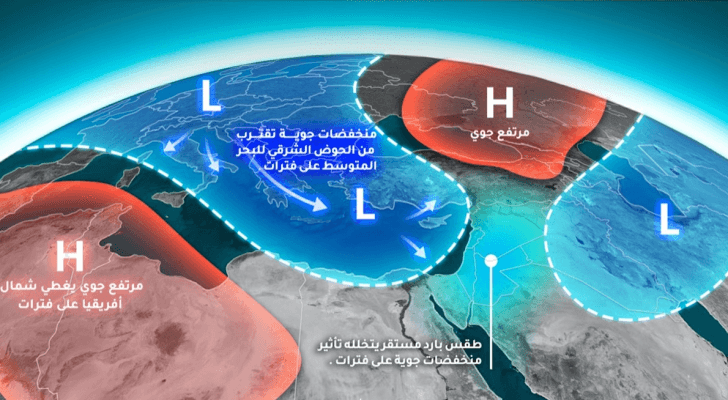 الأردن على موعد مع أكثر من منخفض جوي خلال الـ 10 أيام القادمة