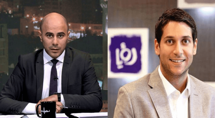 مدير عام قناة رؤيا المهندس فارس الصايغ ومدير الأخبار محمد الخالدي
