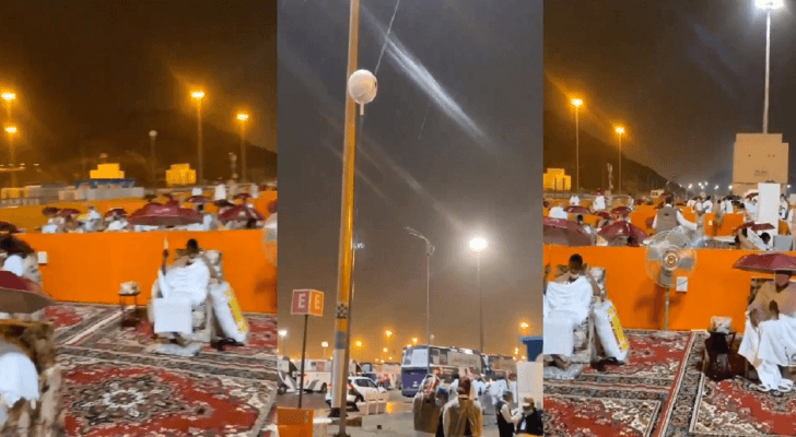 أمطار غزيرة على مشعر مزدلفة فى وقفة عرفات