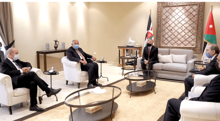 الملك يستقبل وزيري خارجية مصر وفرنسا والممثل الخاص للاتحاد الأوروبي لعملية السلام في الشرق الأوسط