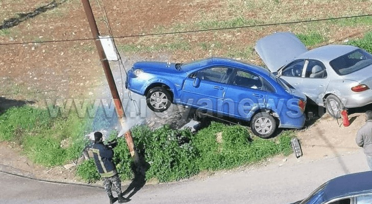 حادث سير لمركبة تقودها سيدة في بلدة سال شرق مدينة اربد