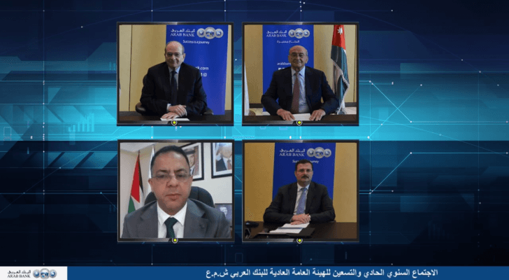 إجتماع الهيئة العامة للبنك العربي بواسطة وسيلة الاتصال المرئي والالكتروني