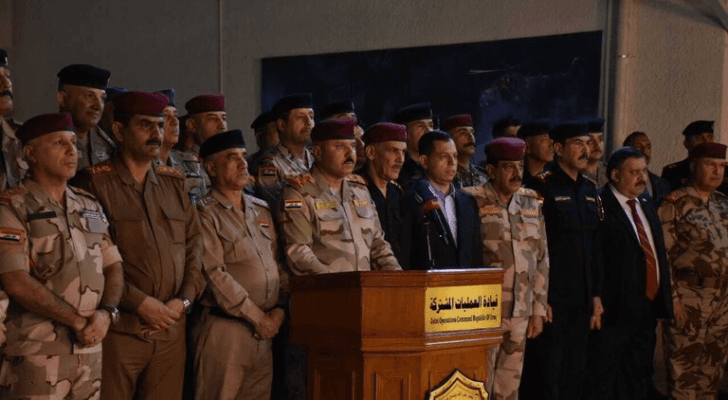 نائب رئيس قيادة العمليات المشتركة الفريق أول ركن عبد الأمير الشمري مع مجموعة من القادة الامنيين