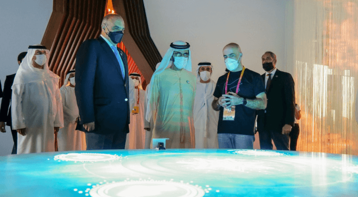 جانب من زيارة حاكم دبي الشيخ محمد بن راشد آل مكتوم إلى الجناح الأردني في إكسبو دبي 2020
