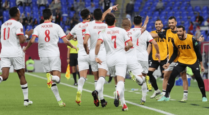 فرحة لاعبي النشامى بالتأهل إلى ربع نهائي كأس العرب