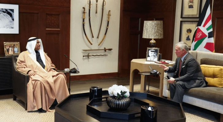 جلالة الملك عبدالله الثاني ورئيس البرلمان العربي عادل بن عبدالرحمن العسومي