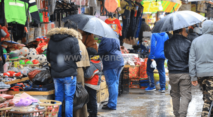 الأمطار في وسط البلد بالعاصمة عمان