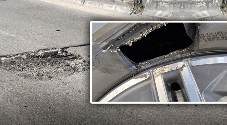 حفرة تعطب عجلات المركبات في عبدون بعمان