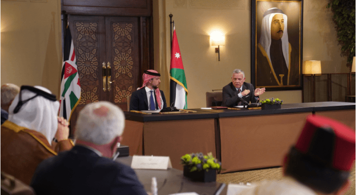 جلالة الملك عبد الله الثاني في لقائه أعضاء اللجنة الوزارية العربية المكلفة من قبل الجامعة العربية