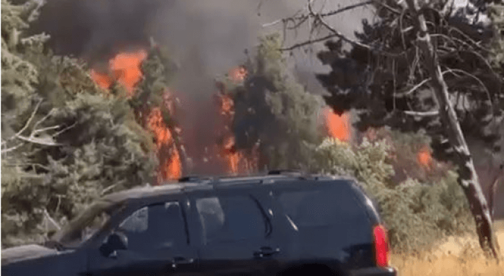 حريق في منطقة الحمر بعمان