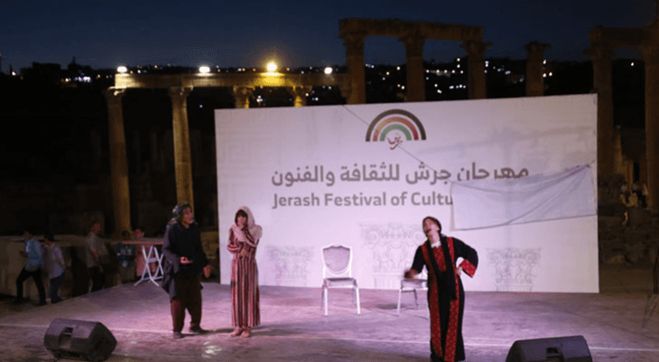جانب من العرض المسرحي ضمن فعاليات مهرجان جرش