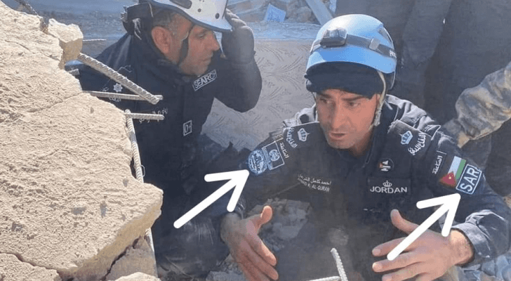 أحد طواقم فريق البحث والإنقاذ الأردني الدولي