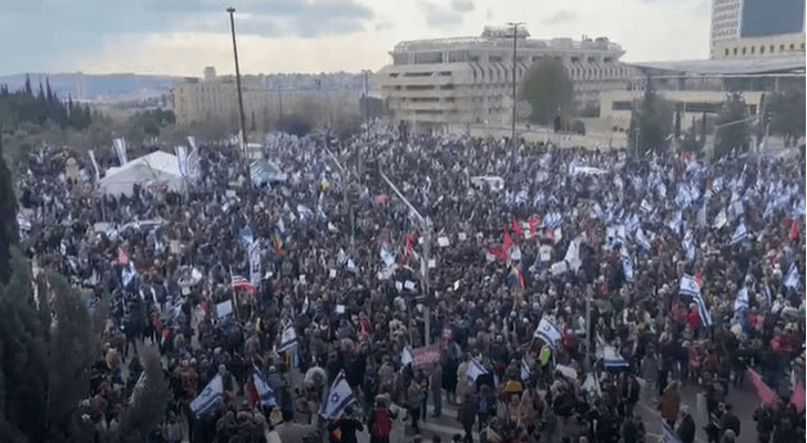 المسيرة الحاشدة ضد حكومة نتنياهو