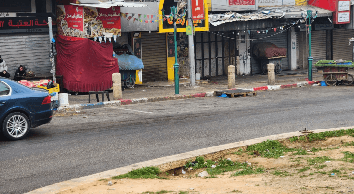 جانب من الإضراب في مدينة نابلس