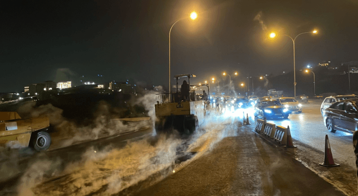 الصورة من أعمال إعادة تأهيل الخلطات الاسفلتية