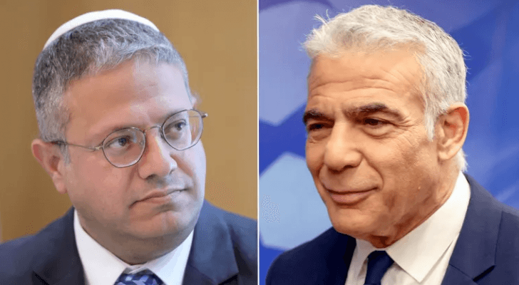 رئيس وزراء الاحتلال السابق يائير لابيد والمتطرف بن غفير