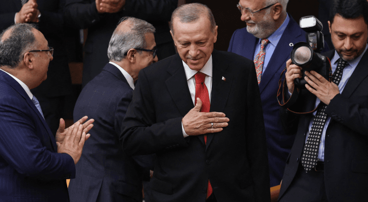 الرئيس التركي رجب طيب أردوغان أثناء تنصيبه