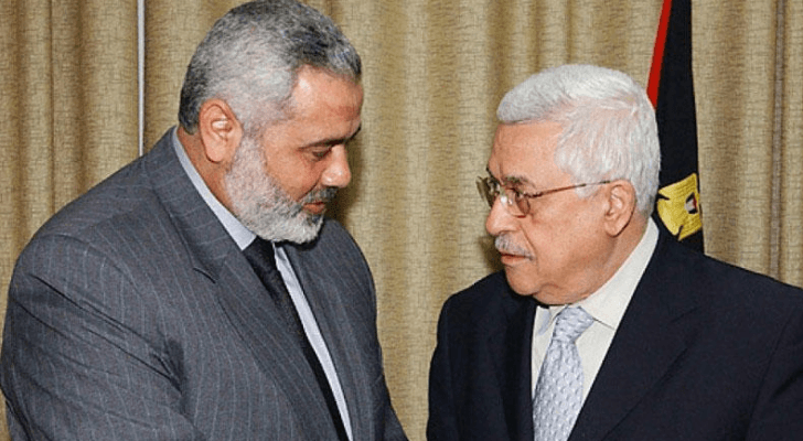 الرئيس الفلسطيني محمود عباس ورئيس المكتب السياسي لحركة حماس اسماعيل هنية