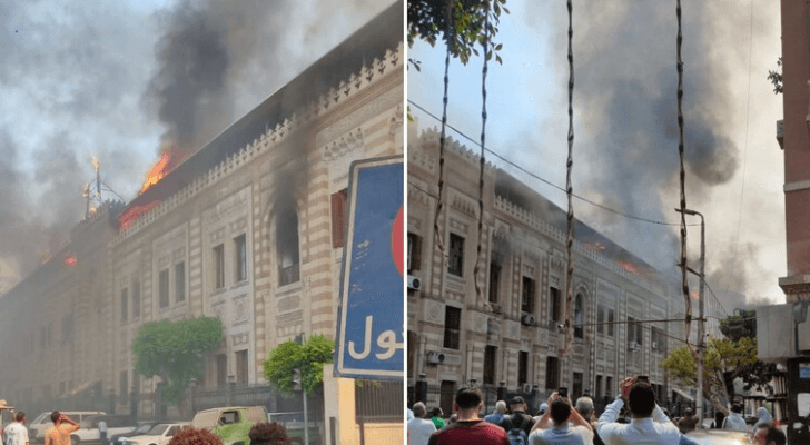 جانب من حريق وزارة الأوقاف المصرية