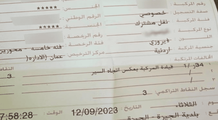 صورة المخالفة