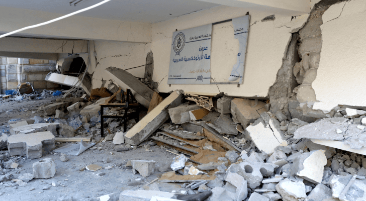 كنيسة القديس برفيريوس للروم الأرثوذكس في قطاع غزة بعد استهدافها من قبل قوات الاحتلال