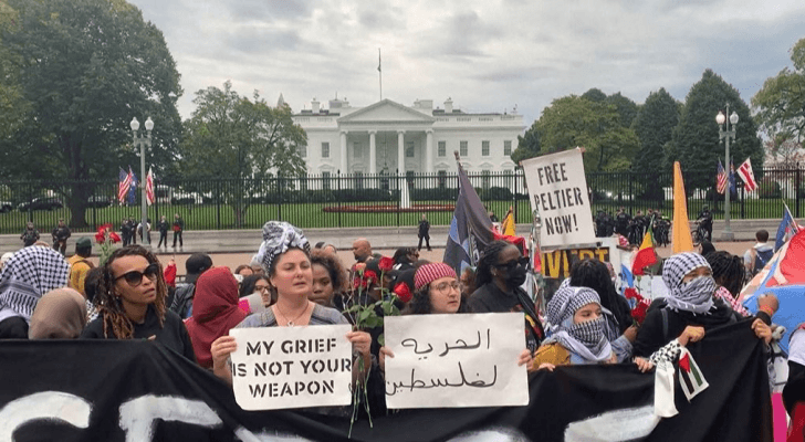متظاهرون بالقرب من البت الأبيض