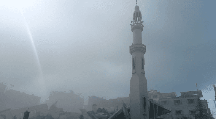 مسجد الرباط عقب قصفه من قبل الاحتلال الإسرائيلي