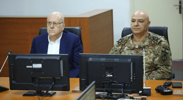 رئيس الحكومة اللبنانية نجيب ميقاتي وقائد الجيش اللبناني جوزيف عون
