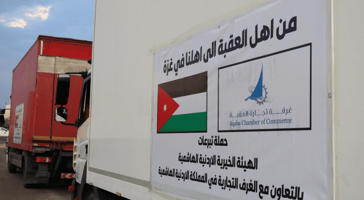 قوافل التبرعات التي سيرتها غرفة تجارة العقبة