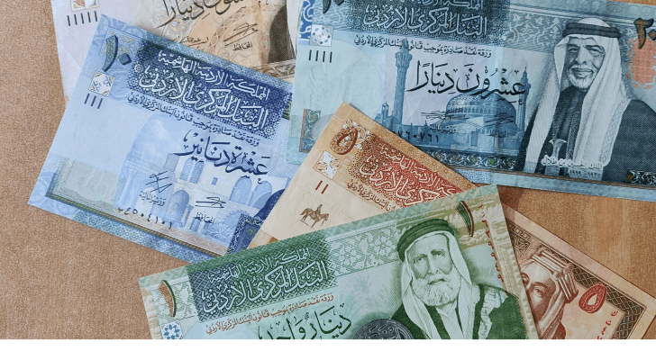 صورة تعبيرية لأوراق نقود أردنية