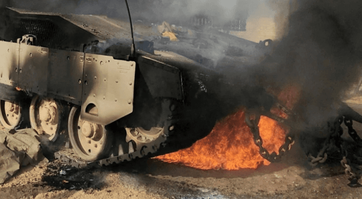 دبابة مدمرة لجيش الاحتلال في غزة