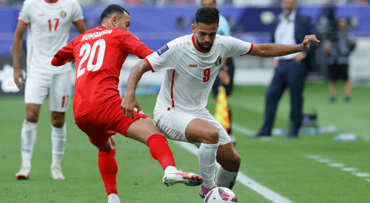 من مباراة الأردن والبحرين