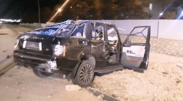 المركبة التي تعرضت لحادث تدهور في معان