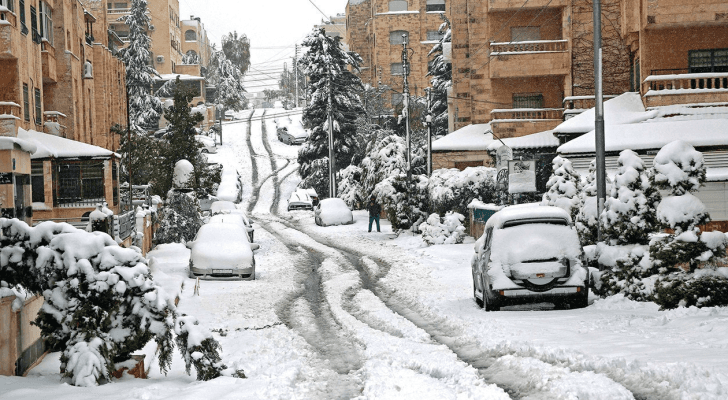تراكم الثلوج في العاصمة عمان "أرشيفية"