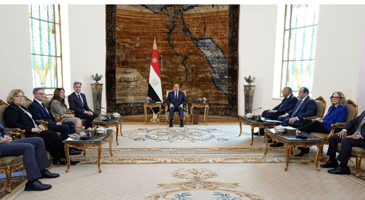 الرئيس المصري خلال استقبال وزير الخارجية الامريكي أنتوني بلينكن