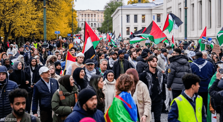تظاهرة داعمة لفلسطين في أمام وزارة الخارجية في أوسلو