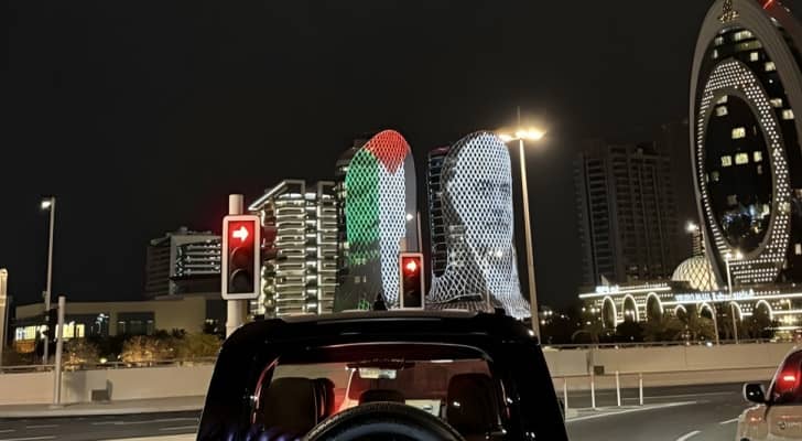 إضاءة ‎أبراج مدينة لوسيل القطرية بعلم فلسطين وصورة الشهيد إسماعيل هنية